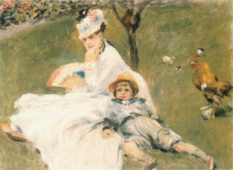 Pierre-Auguste Renoir Camille Monet and Her son Jean in the Garden at Arenteuil oil painting picture